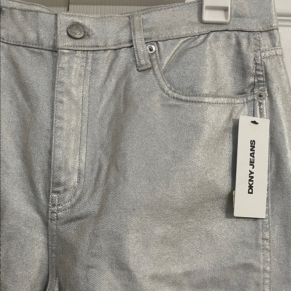 DKNY Metallic Silver Wide-Leg Trousers - Picture 6 of 8